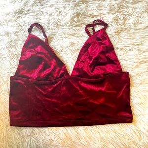 Garage xs red velvet crop top